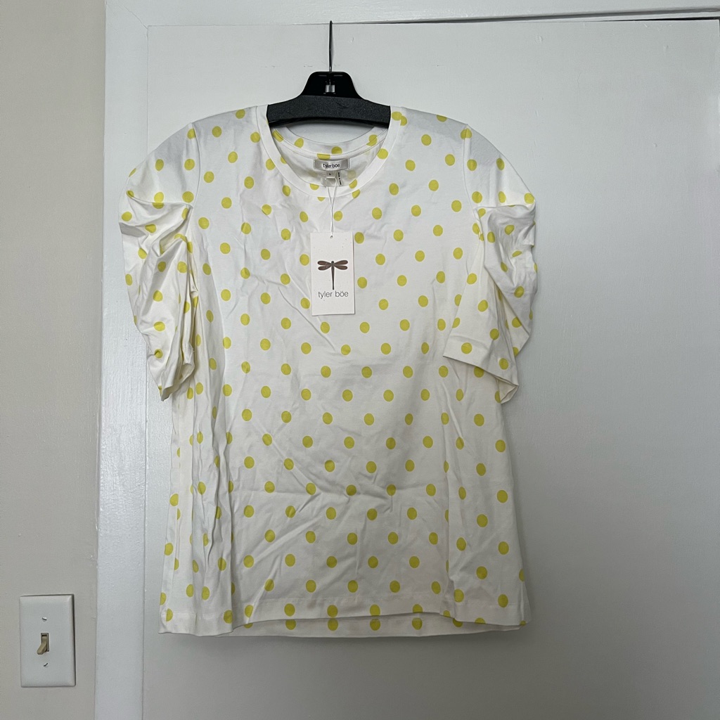 Tyler Boe White Top With Yellow Polka Dots